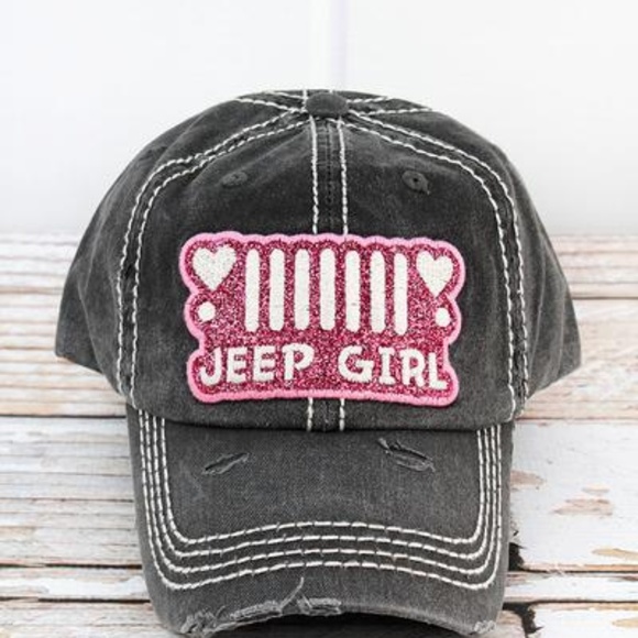 Accessories - NWT Distressed Black with Glitter "Jeep Girl" Cap